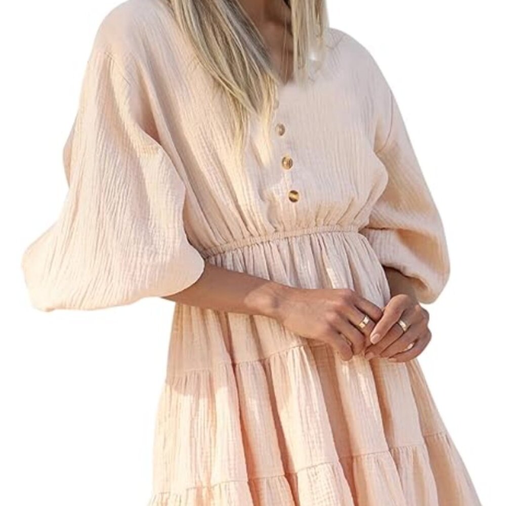 Amazon ✨ R. Vivimos Button Front Cotton Gauze Dress - Size XL (16/18) ✨